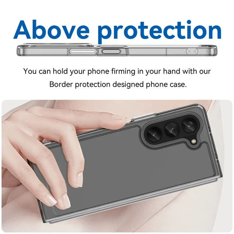 Colorfull Transparent TPU Case for Samsung Galaxy Z Fold 5 4 3 5G Protective Cover Shockproof Funda Coque 케이스