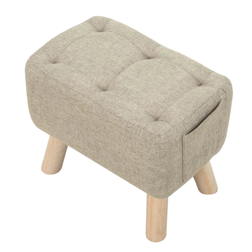 【Breeins】Linen Upholstered Ottoman Footstool with Pocket Chair Sofa Home Decoration