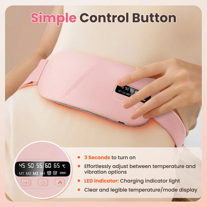 5 Modes Electric Heating Vibration Waist Massage Belt Smart Warm Palace Women Menstrual Heating Pad for for Cramps Period Relief