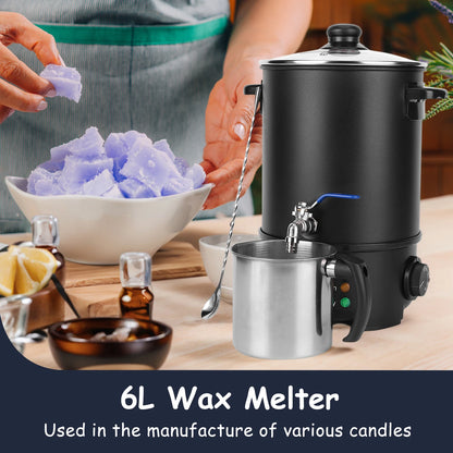 6L Candle Melting Pot Large Capacity Electric Wax Melt Machine Stainless Steel Wax Melting Furnace for Candle Soap Making