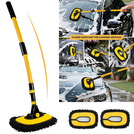 15° Arc Retractable Car Cleaning Brush, Portable Brush Set with Storage Bag for RV, Truck and Camper Cleaning