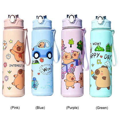 700ml Capybara Cute Water Cup with Straw & Handle Kawaii Travel Water Bottle Large Capacity Drinking Bottle for Fitness Sports
