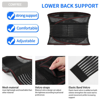 Adjustable Back Support Belt for Men Women Lumbar Brace for Lower Back Pain Relief Mesh Breathable Wrap Band Sciatica Back Brace