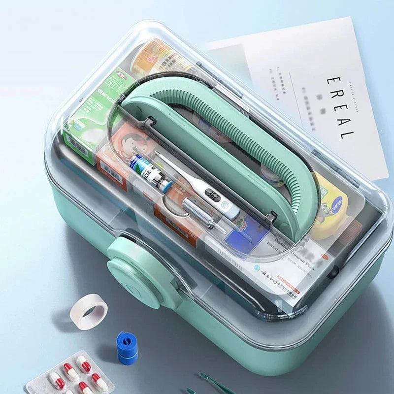Large Capacity Family Medicine Organizer Box Portable First Aid Kit Medicine Storage Container Family Emergency Kit Box