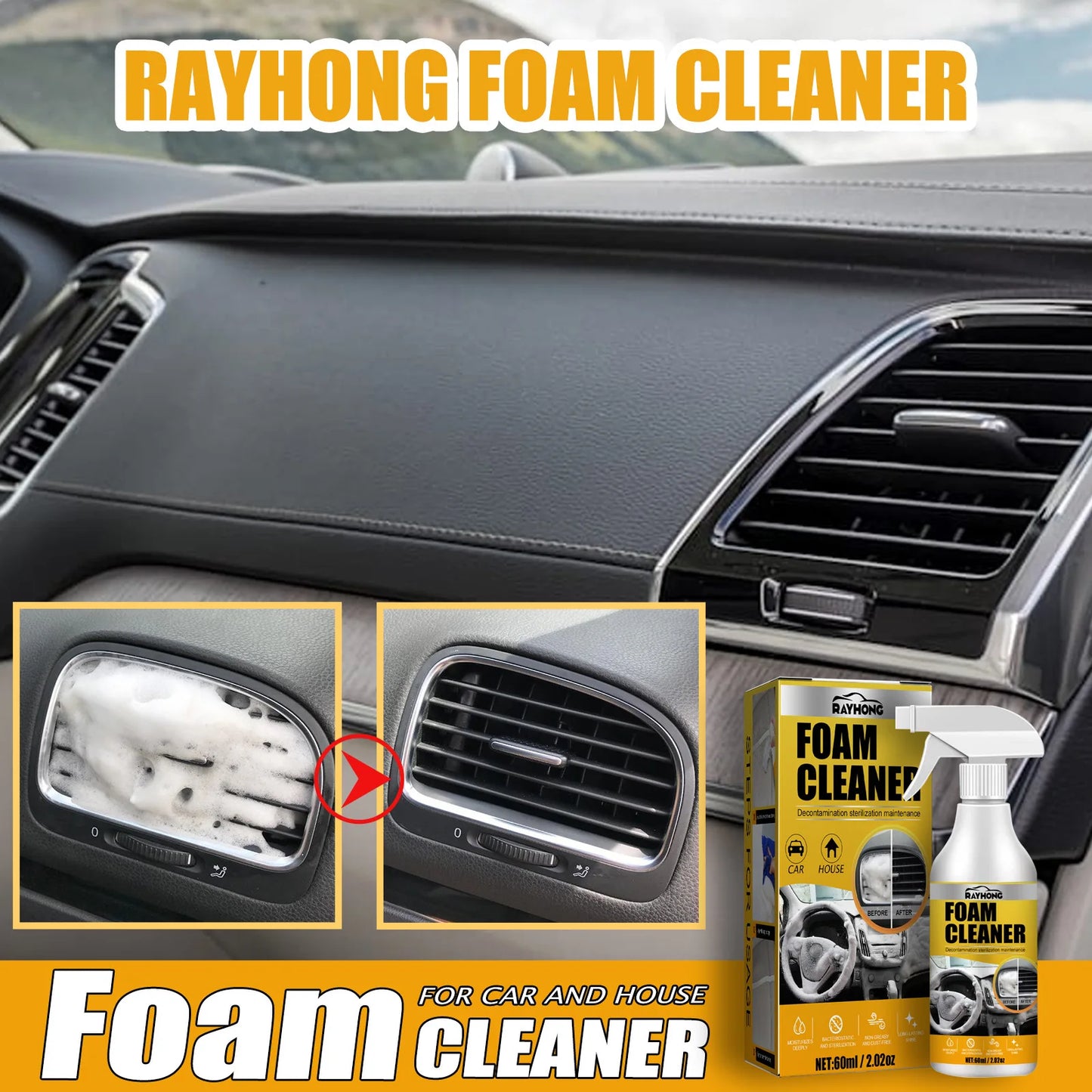 Car Seat Stain Remover Cleaning Foam Spray Free from washing Car Rust Remover Cleaning Multi Purpose Foam Cleaner Car House Seat