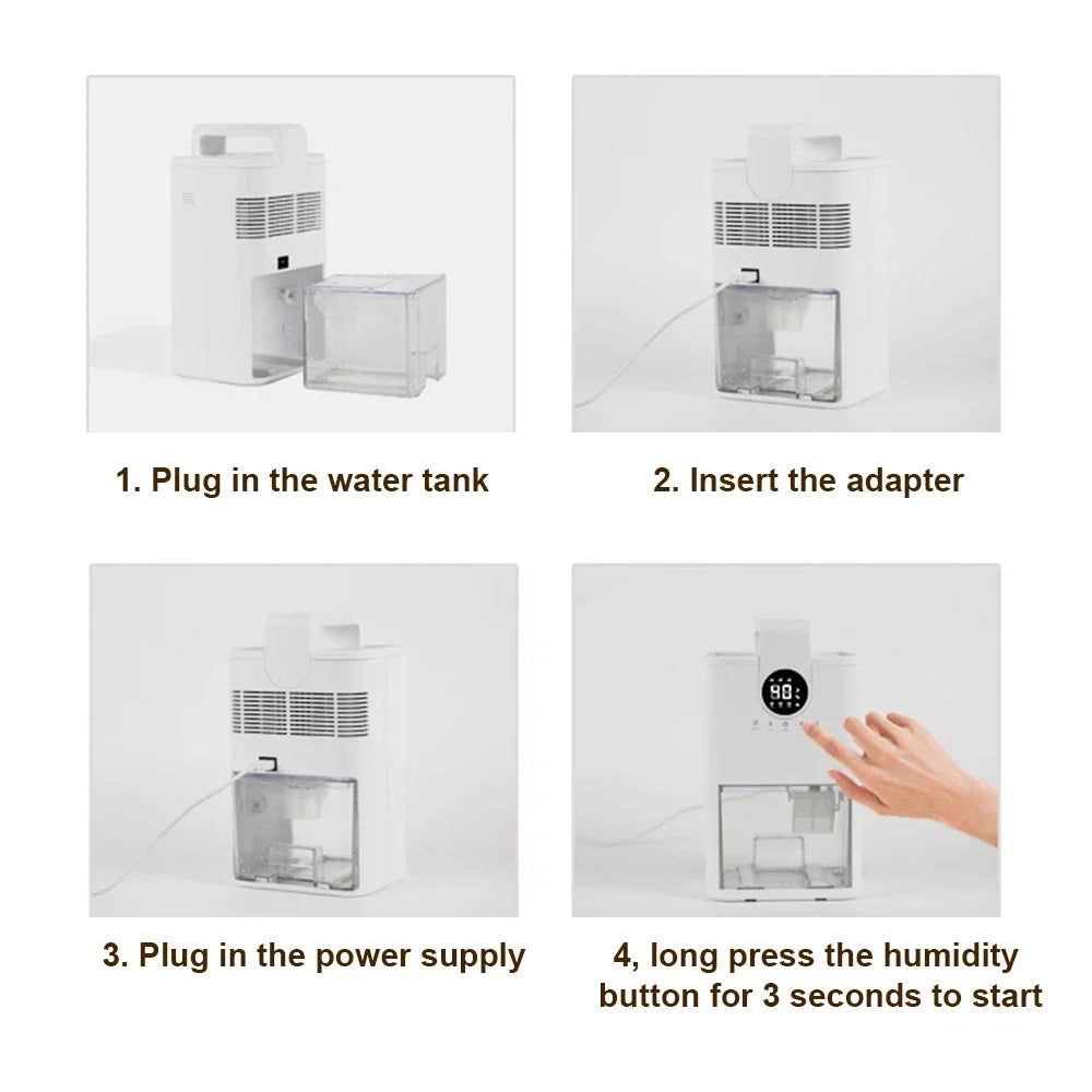 1000ML Electric Dehumidifier for Home Condensation Moisture with Timer Silent  Bedroom Office Kitchen Deodorizer Dryer