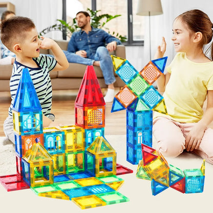 Magblock 86pcs Magnetic Building Blocks Construction Set Magnet Tiles Boys Girls Montessori Educational Game Toys For Kids Gifts