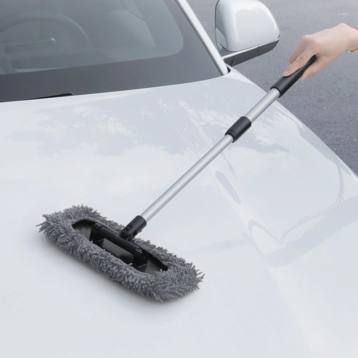 Interior Windshield Cleaning Tool with 180 Degree Rotatable and Extendable Handle Auto Inside Glass Wiper Kit for Cars