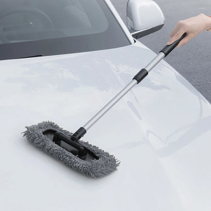 Interior Windshield Cleaning Tool with 180 Degree Rotatable and Extendable Handle Auto Inside Glass Wiper Kit for Cars