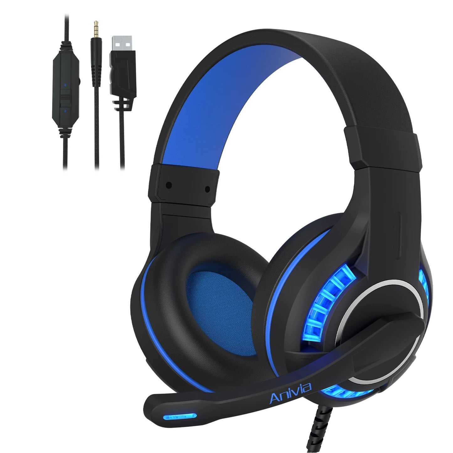 Pro Gaming Headset with Microphone, LED Lights, Bass Stereo Sound for PC PS5 PS4 Xbox, Computer Video Game Headphones Gifts for