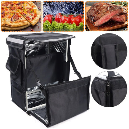 Food Delivery Backpack, Waterproof Ergonomic Foldable Delivery Bag for Cold Hot Food Keep 2-3 Hours, for Cakes, Food, Camping