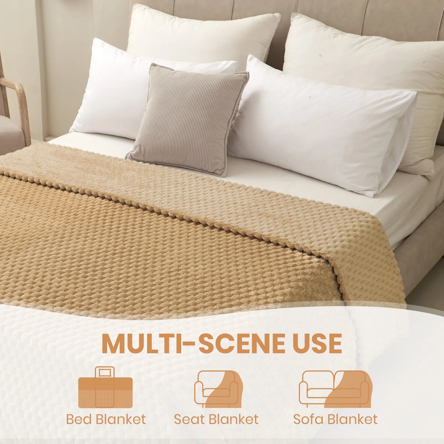 Good Nite Fleece Throw Blanket - Soft Plush & Warm Cozy White Blanket for Bed, Couch & Sofa Chair