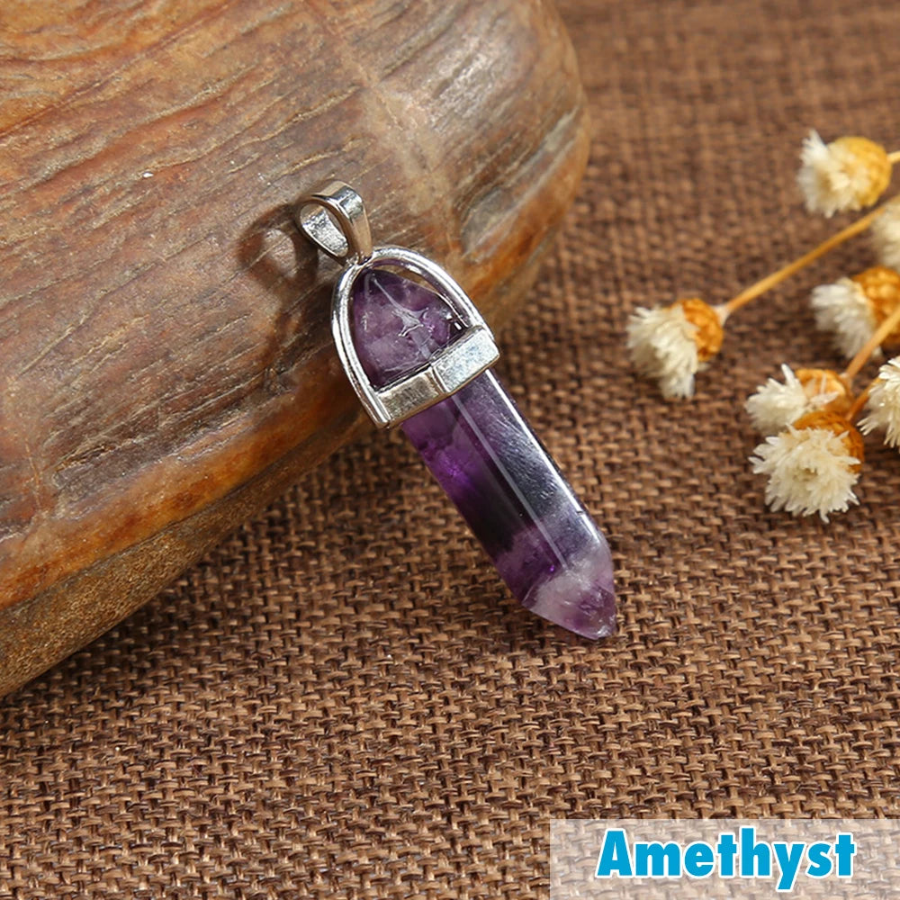 Quartz Chakra Crystal Healing Point Cut Gemstone Pendant Reiki Necklace Gift UK