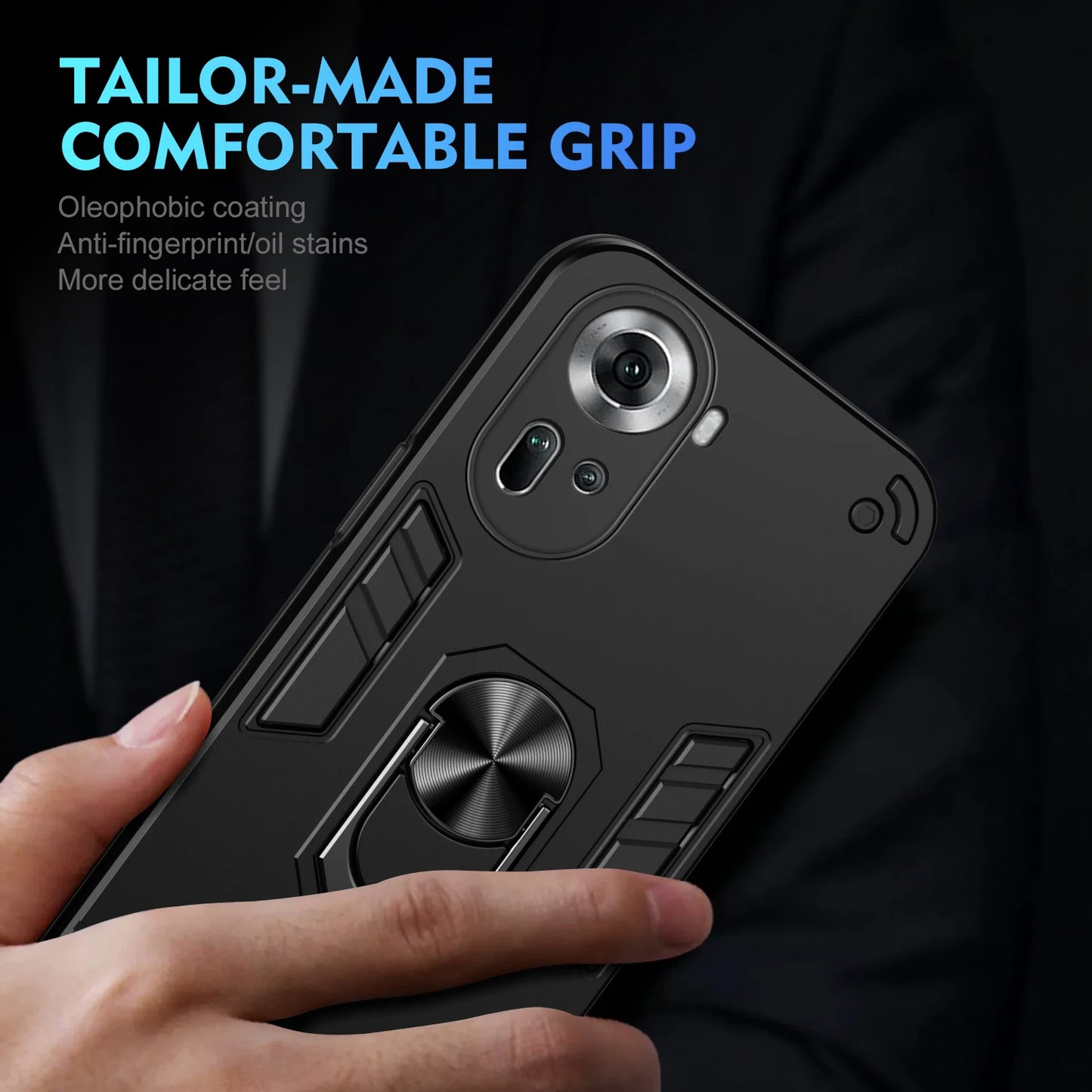 Magnetic Phone Holder Case for OPPO Reno 10 11 Pro 5G 8T Cases Luxury Protect Bumper Back Cover for OPPO Reno7 8 Lite