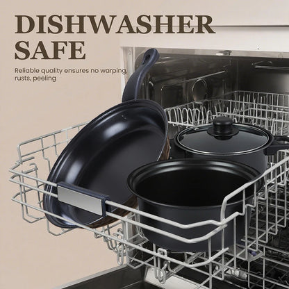 16-Piece Non-Stick Cookware Set Milk Pot Maifan Stone Frying Pan with Lid Stackable Pot Set for All Types of Cooker Xmas Gift