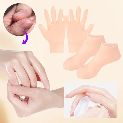 Silicone Anti Crack Foot Mask Prevents Dryness Foot & Hand Spa Mask Pedicure Socks & Moisturizing Gloves for Feet/Hand Care