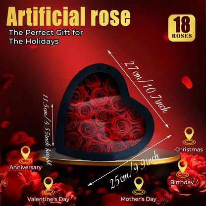 18/24PCS Heart Shape Roses Gift Box for Valentines Day Gifts Flowers Heart Shape Box for Her Mathers Day Forever Flower Birthday