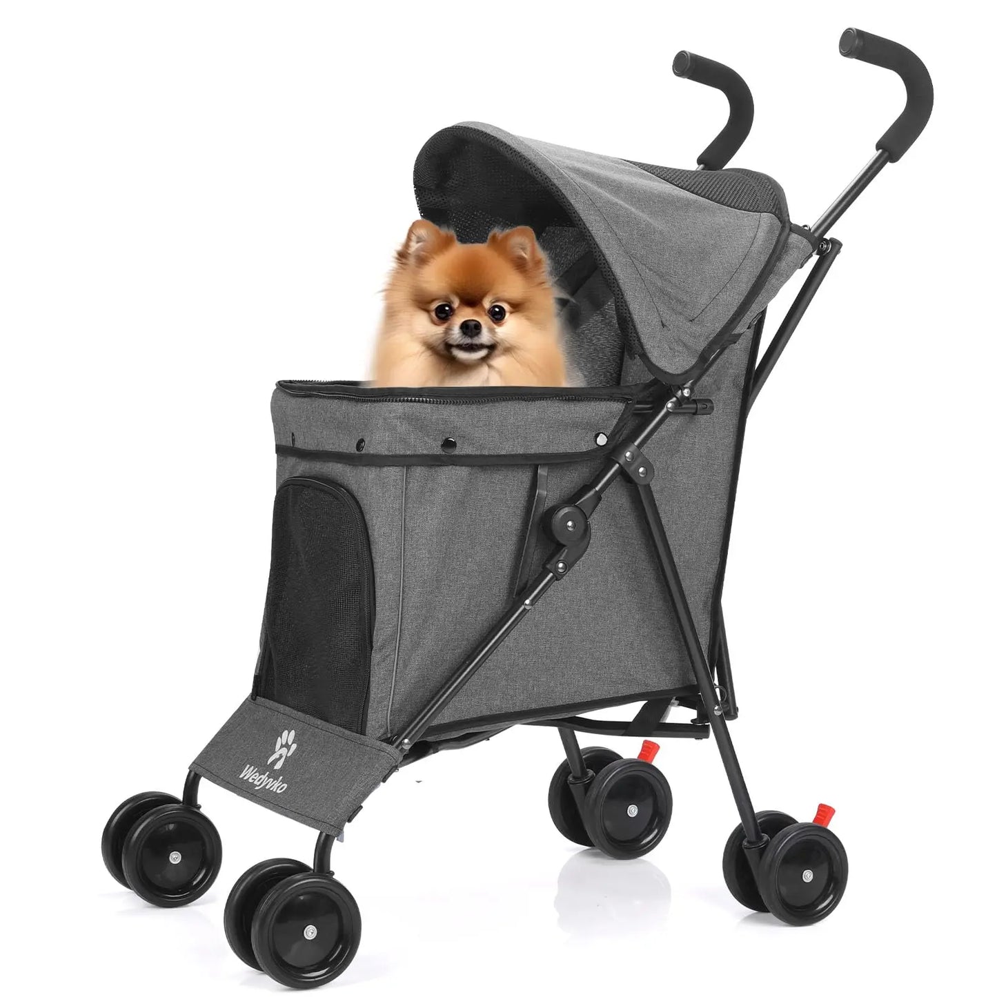 Travel Portable Dog Stroller, Pet Stroller for Small Puppy Dogs & Cats, Up to 33 lbs, Dark Grey