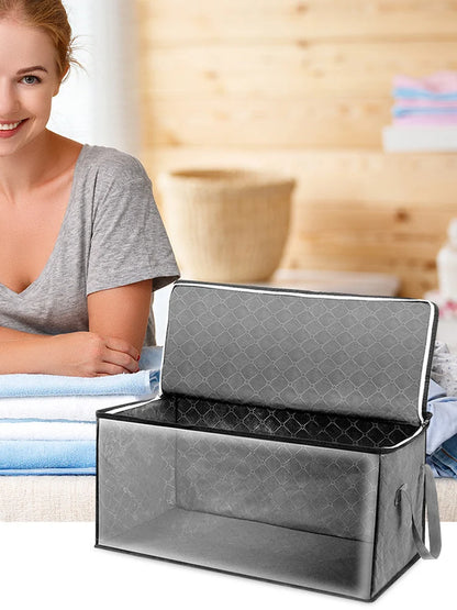 Foldable Blanket Storage Bags Clothes Storage Organizers with Sturdy Zippers Sweater Quilts Organizer for Organizing Blanket