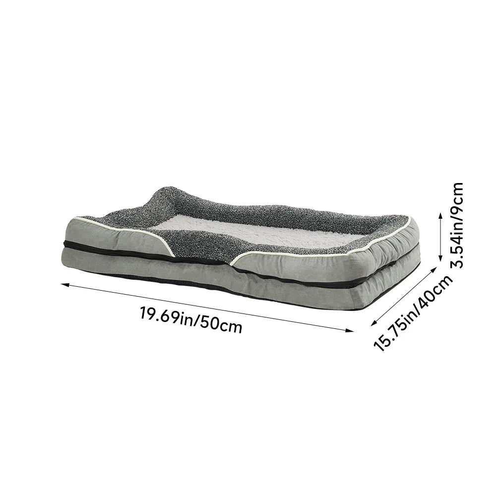 Voltsify Anti-Slip Orthopedic Pet Bed with Removable Zipper Cover, Elevated Pillow Support, High-Density Sponge & EPE Foam