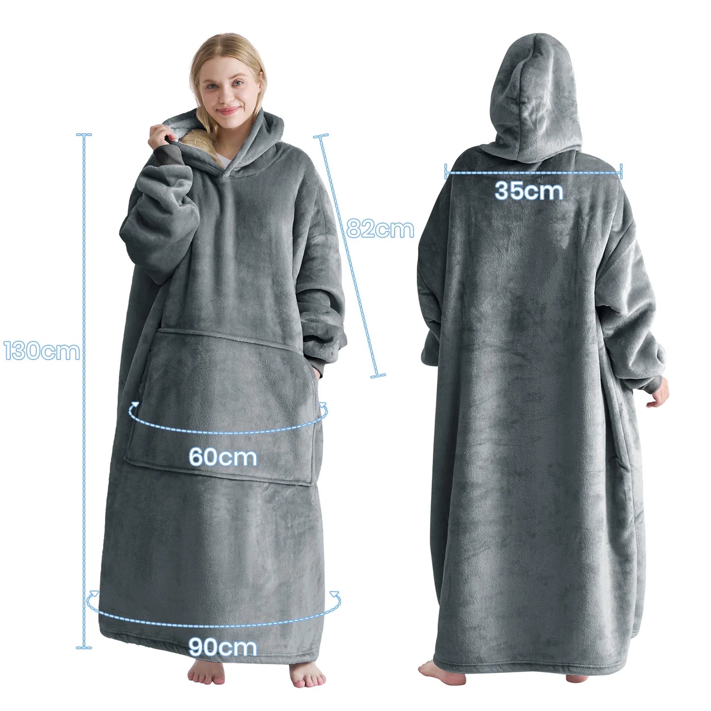 Good Nite Women Sherpa Fluffle Sweatshirt Blanket Lengthen Warm Cozy Oversized Wearable Pocket Blanket Hoodie for Adults
