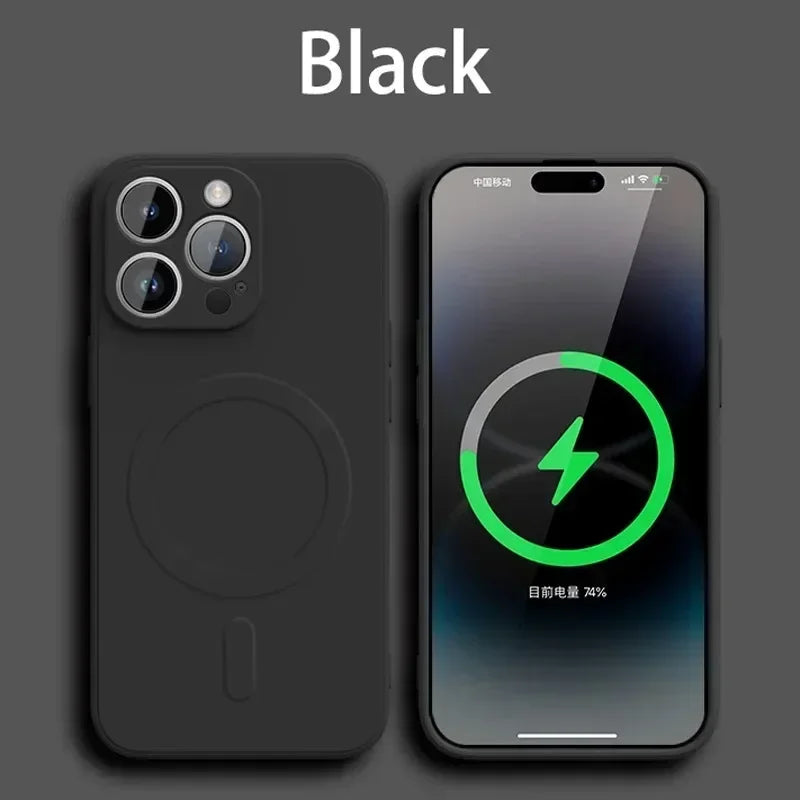 Liquid Silicone Case For iPhone 16 17 15 14 13 12 11 Pro Max Plus Mini Air For Magsafe Magnetic Wireless Charge Soft Cover funda