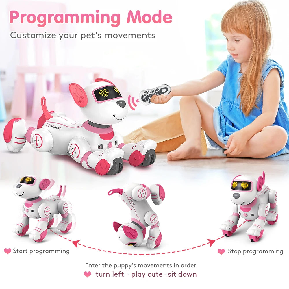 VATOS RC Robot Electronic Dog Toy Stunt Voice Command Puppy Programmable Touch-Sense Music Robot Dog Toy Christmas Gift for Kids