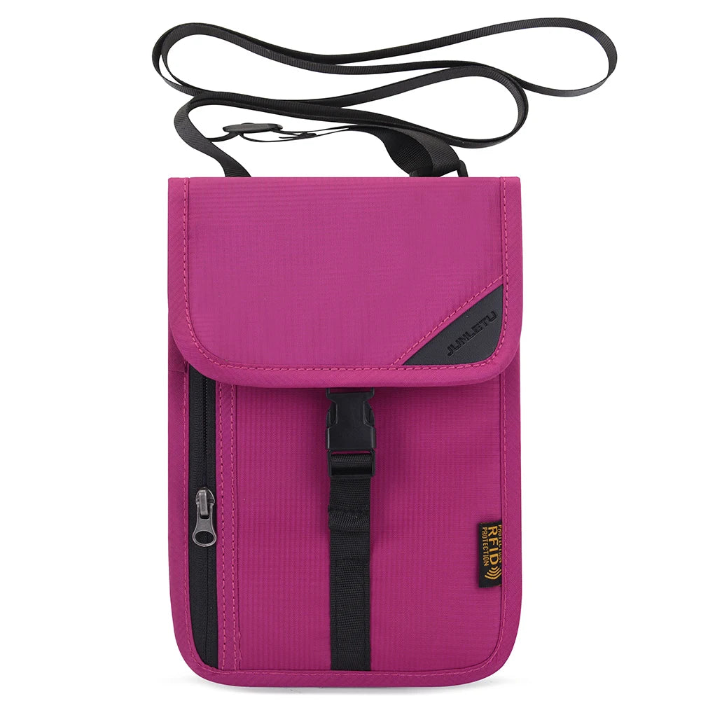 Travel Anti-theft Document Storage Bag Passport Holder Bags Nylon Portable RFID ID Credit Card Organizer Neck Pouch