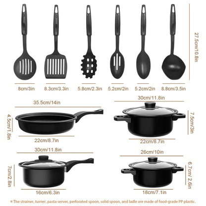 13pcs Cookware Set Pan Pot Non Stick Saucepans Frying Pan Cookware Set Glass Lid Sauce Pan