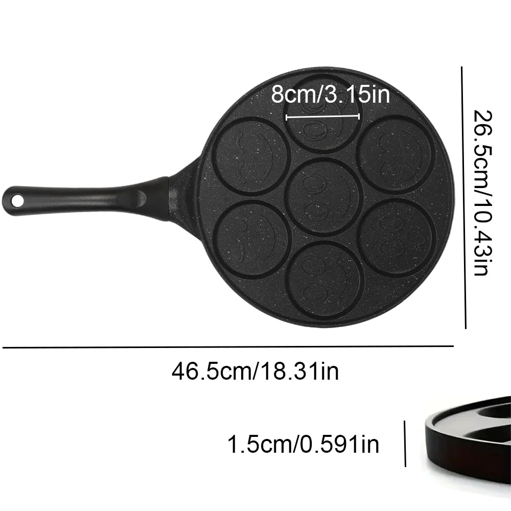 26.5cm Frying pan Cute Egg Pancake Pan Seven-Hole Smiley Frying Pan For Gas stove Induction Cooker Nonstick Pancake Pans
