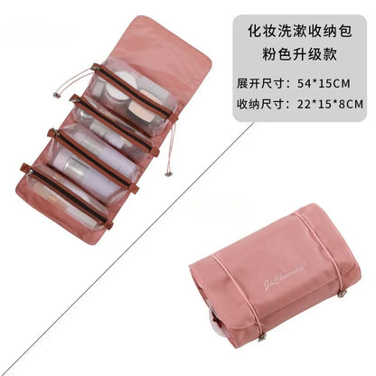 4-in-1 Detachable Makeup Bag Household Large Capacity Zipper Mesh Cosmetics Pouch Foldable Portable Travel Wash Storage Bags