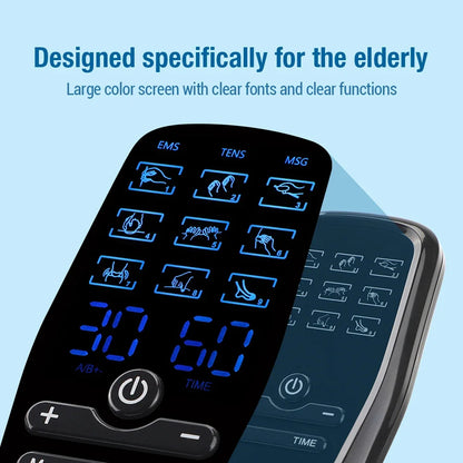 Electric Muscle Stimulator EMS & TENS Unit Pulse Massager for Back Neck Shoulder Knee Joints Full Body Relax 9 Modes 30 Gears