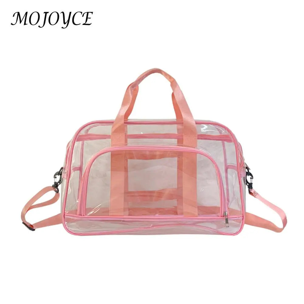 Transparent PVC Weeks Travel Duffel Bag Large Capacity Hand Luggage Bag Lightweight Portable Multifunctional for Swimming Hiking