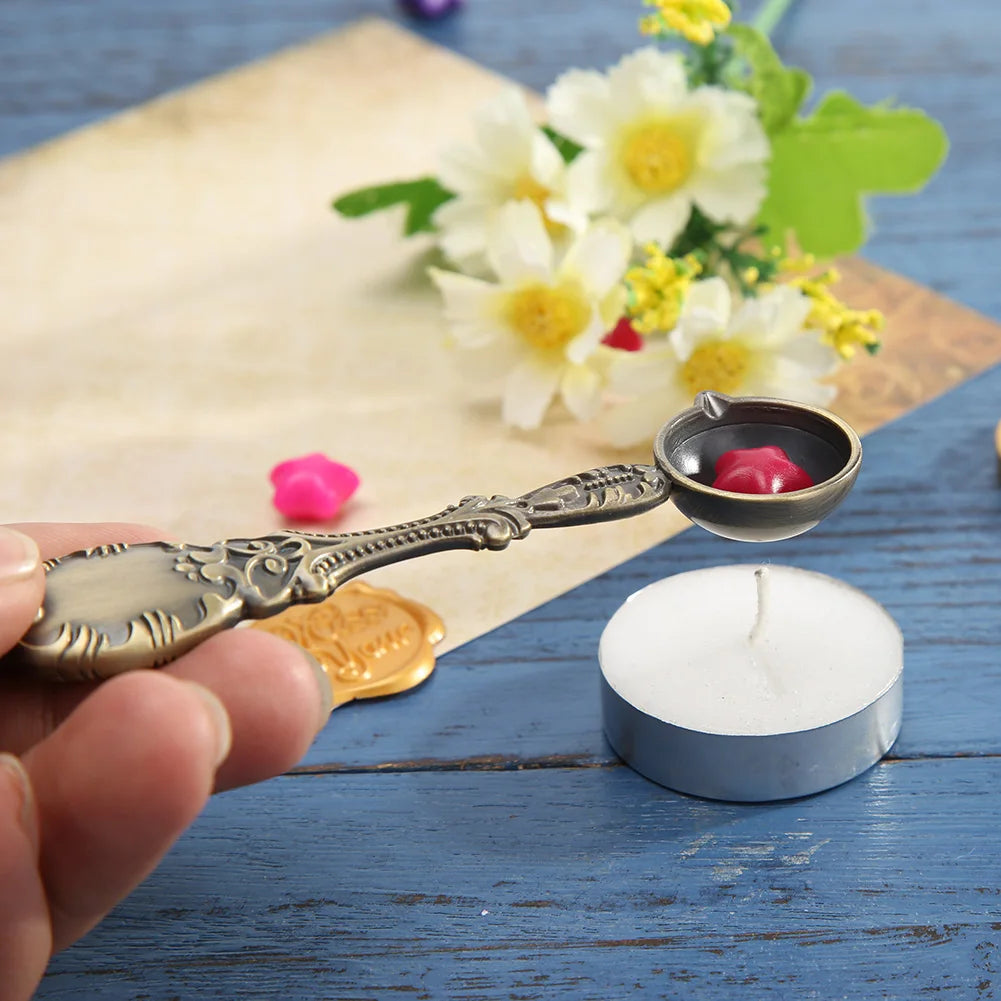 Fire Paint Sealing Wax Spoon Metal Melting Firing Stamp Envelopes Greeting Cards