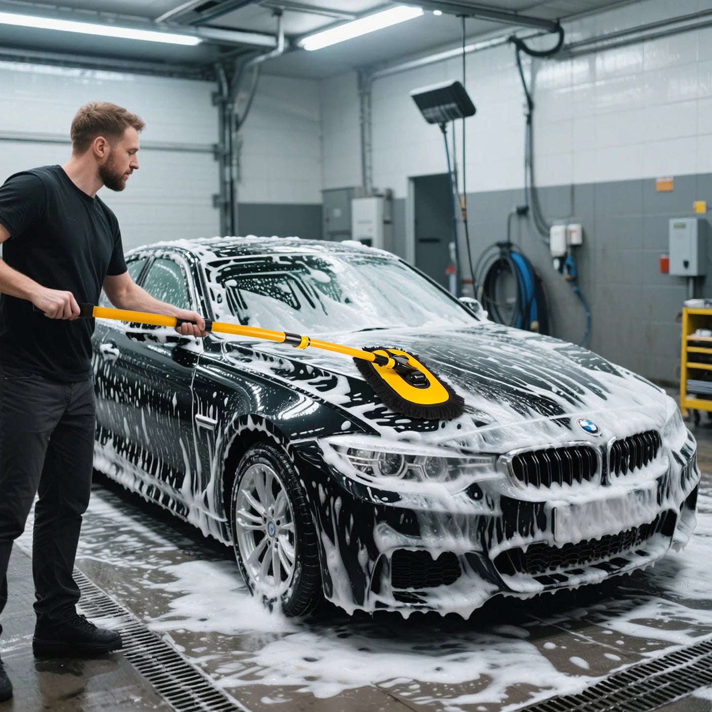 15° Arc Retractable Car Cleaning Brush, Portable Brush Set with Storage Bag for RV, Truck and Camper Cleaning