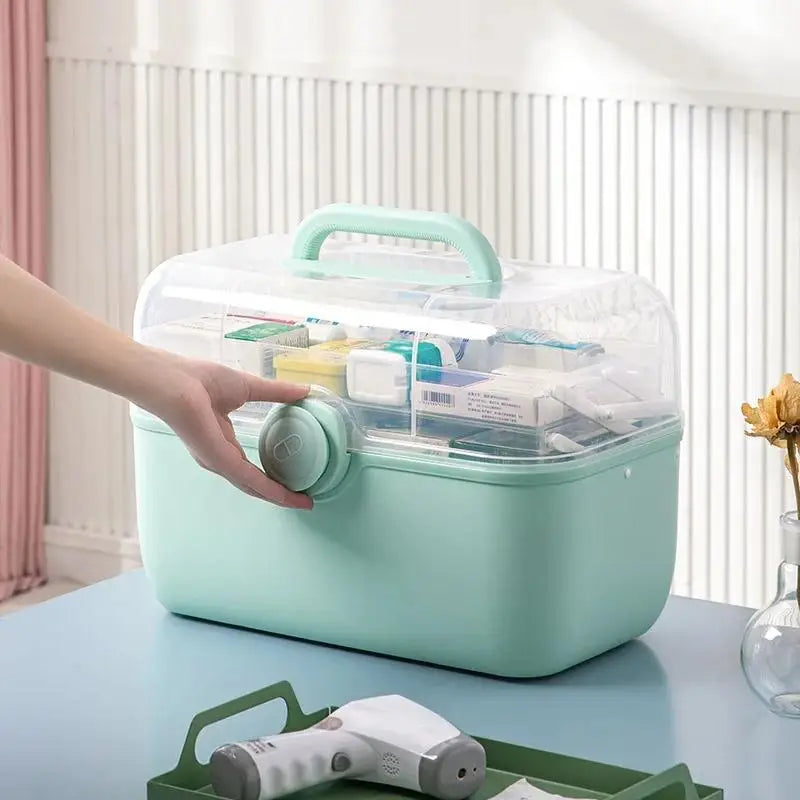 Large Capacity Family Medicine Organizer Box Portable First Aid Kit Medicine Storage Container Family Emergency Kit Box Storage