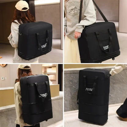 Expandable Foldable Trolley Travel Bag with Wheels – Versatile Luggage Suitcase for Women & Men, Weekend Trip and Overnight Use