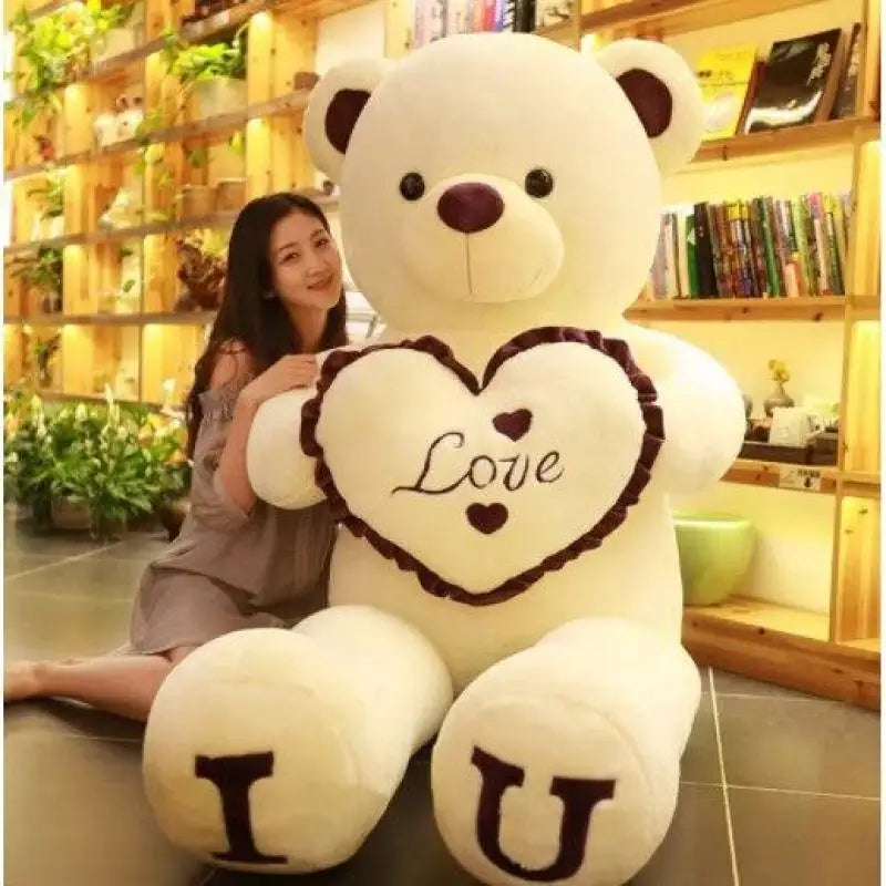 80 100cm Big I LOVE YOU Bear Heart Plush Toys Lovely Stuffed Soft Pillow Doll Kids Toys Birthday Girlfriend Valentine's Day Gift