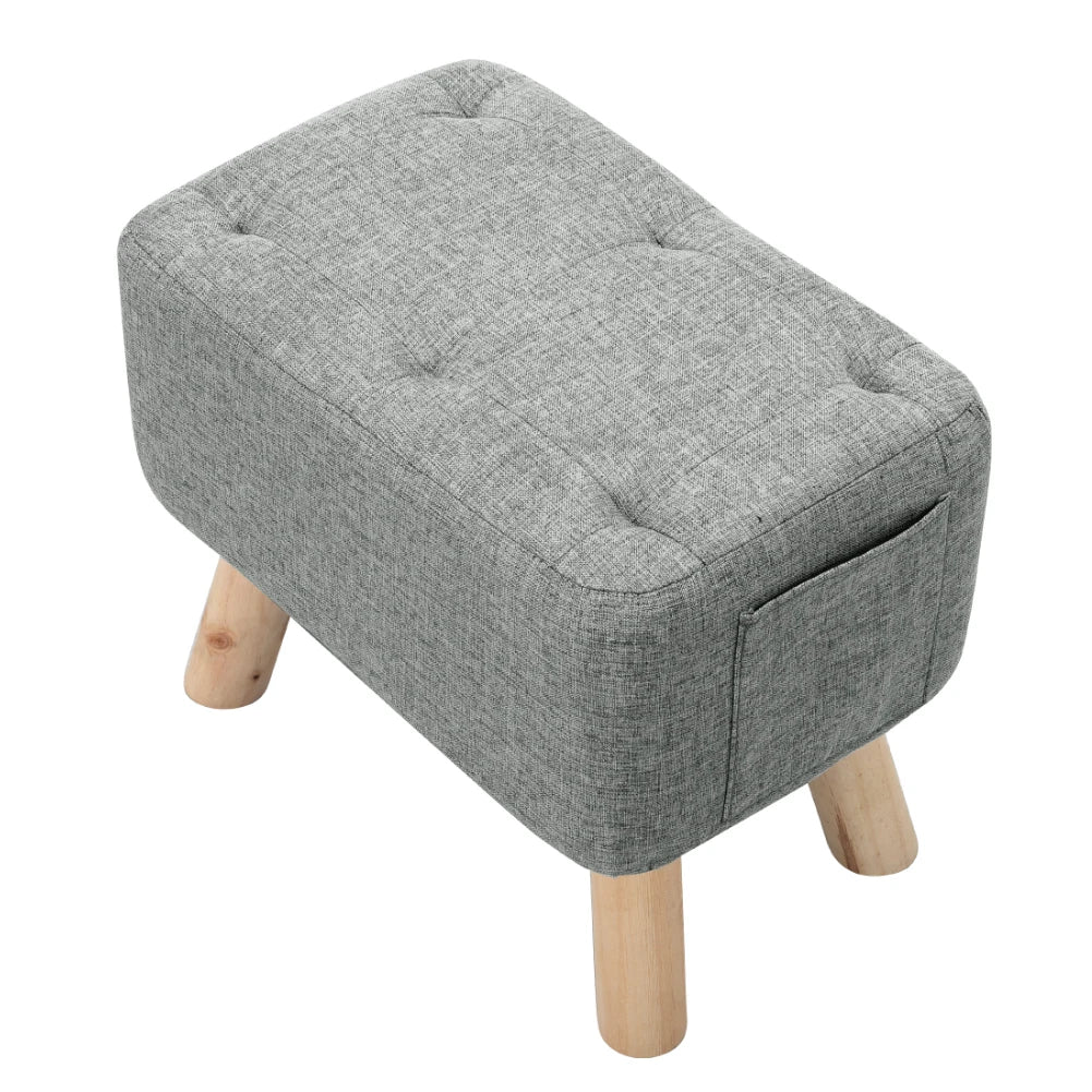 【Breeins】Linen Upholstered Ottoman Footstool with Pocket Chair Sofa Home Decoration