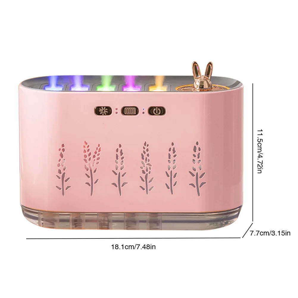 7 Colors LED Light Quiet Aroma Diffuser with 5 Nozzle Spray for Bedroom (Pink)