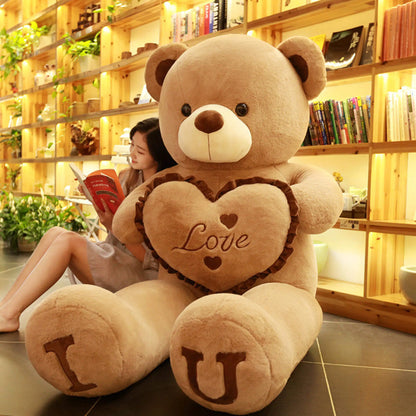 80 100cm Big I LOVE YOU Bear Heart Plush Toys Lovely Stuffed Soft Pillow Doll Kids Toys Birthday Girlfriend Valentine's Day Gift
