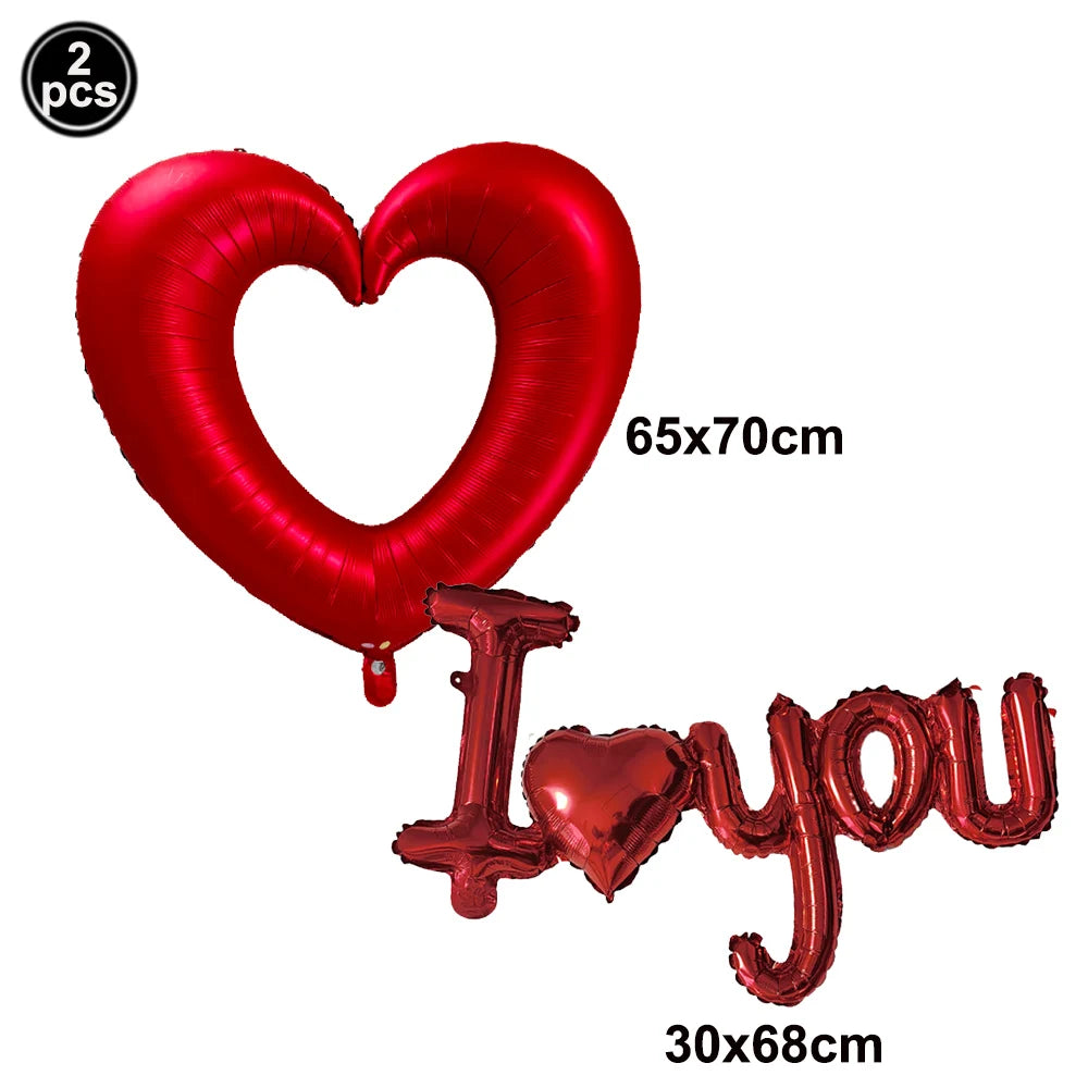 Valentine's Day Foil Balloon Decor Teddy Bear Foil Balloon Love Balloon Heart Balloons for Valentines Wedding Party Decor