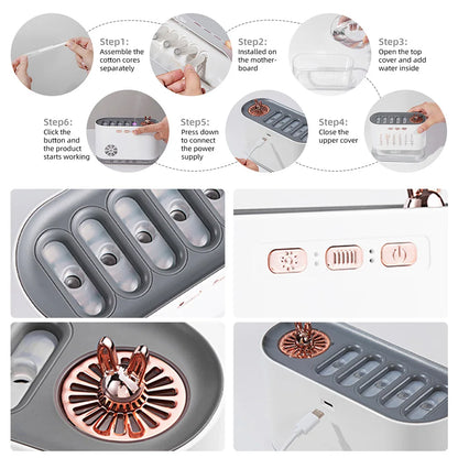 7 Colors LED Mist Humidifier Night Light Quiet Aroma Diffuser with 5 Nozzle Spray Cool Air Purifier Oil Diffuser for Home Office