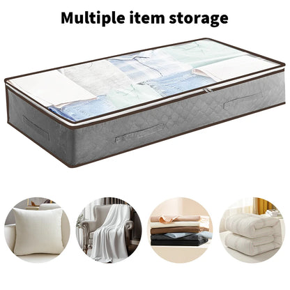2pcs Underbed Quilt Storage Bag Organizer Wardrobe Clothes Dust Moisture-proof Finishing Bag Foldable Storage Box 90L
