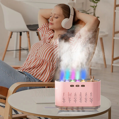 7 Colors LED Light Quiet Aroma Diffuser with 5 Nozzle Spray for Bedroom (Pink)