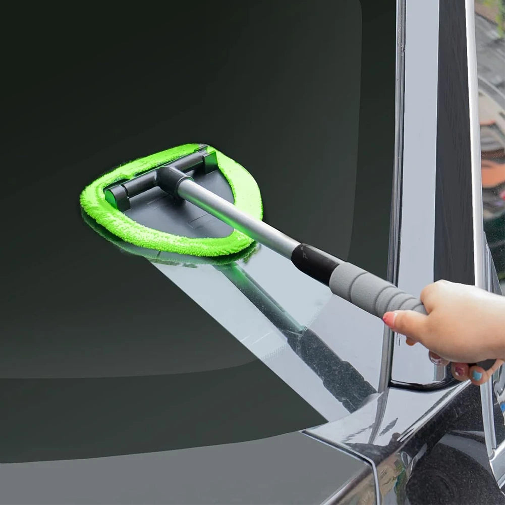 Windshield Cleaner with 2 Microfiber Pads Windshield Cleaning Tool Extendable Handle Windshield Washer Brush for Car & Home Use