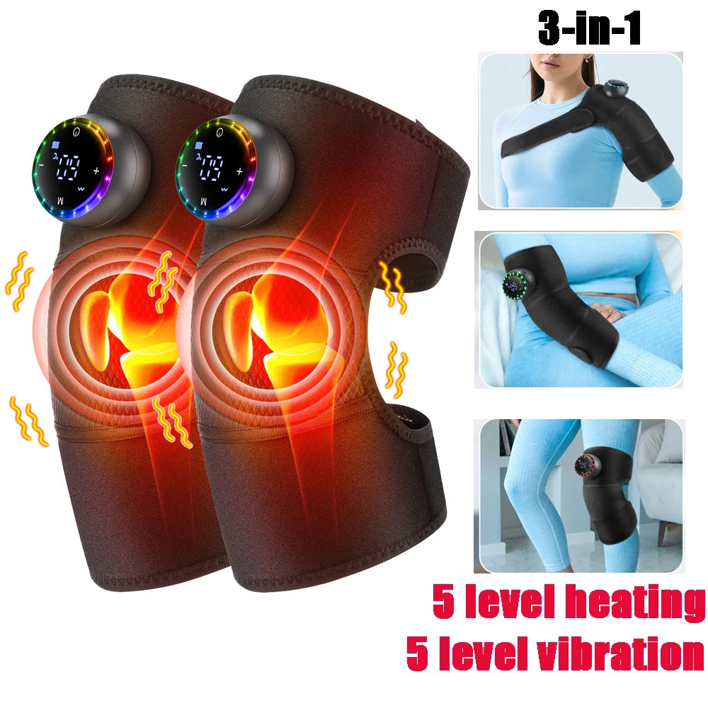 Eletric Heating Knee Massage Device Vibration Knee Pads for Shoulder Elbow Joint Warm Massage Thermal Knee Pad Blood Circulation