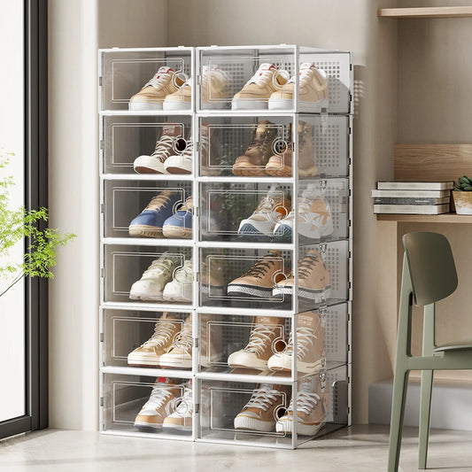 【Lifeideas】12 Stackable Shoe Storage Box Organiser For Entryway Shoes Storage Organizer Shelf Home Decoration Cabinet
