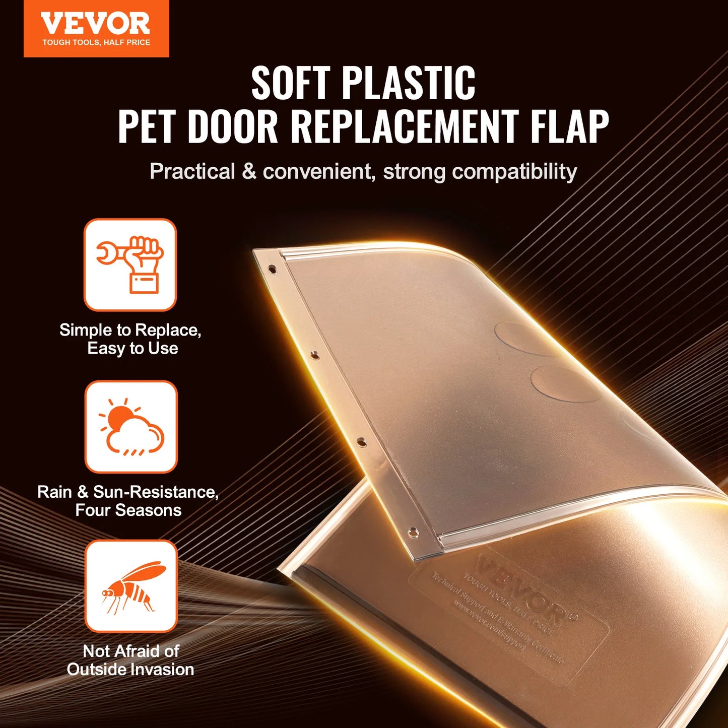 SucceBuy Pet Door Replacement Flap Compatible with Flap Pet Doors Magnetic Strip Weather-proof Thickened PVC Replacement Flap
