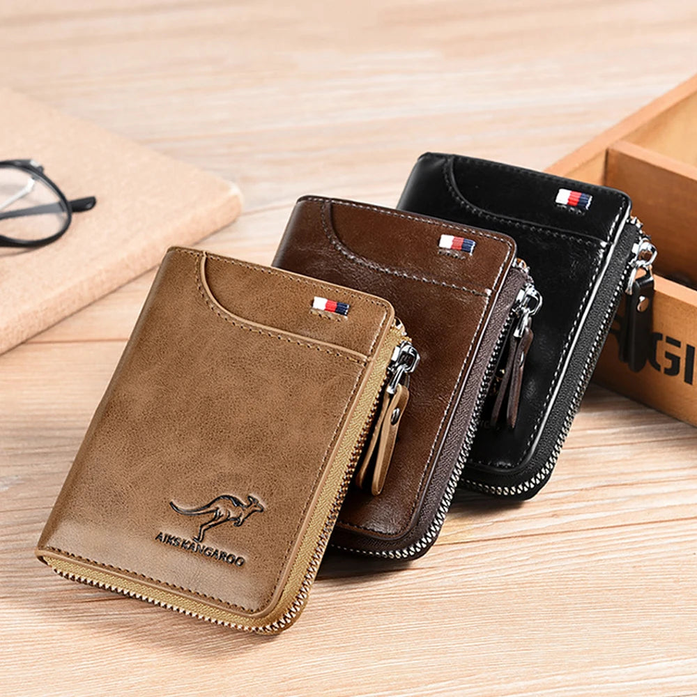 RFID Blocking Card Holder Case Anti-Theft Clutch Short Men's Leather Wallet